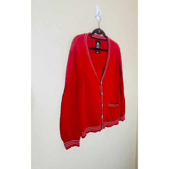 RARE Mens Nike Sportswear Athletic Department Red Contrast Sweater Cardigan Med - Picture 3 of 10
